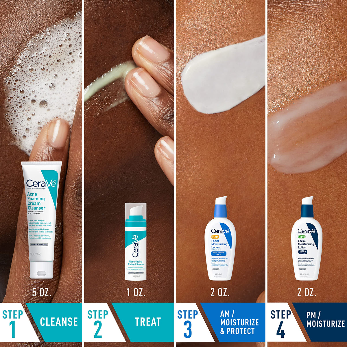 CeraVe Acne Skin Care Set - Back Label & Ingredients Details | buy 100% authentic product online in India via Curat Cart