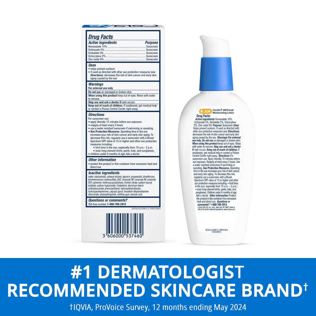 CeraVe AM Facial Moisturizing Lotion - Side Profile & Box Packaging | original imported packaging available on Curat Cart Ind