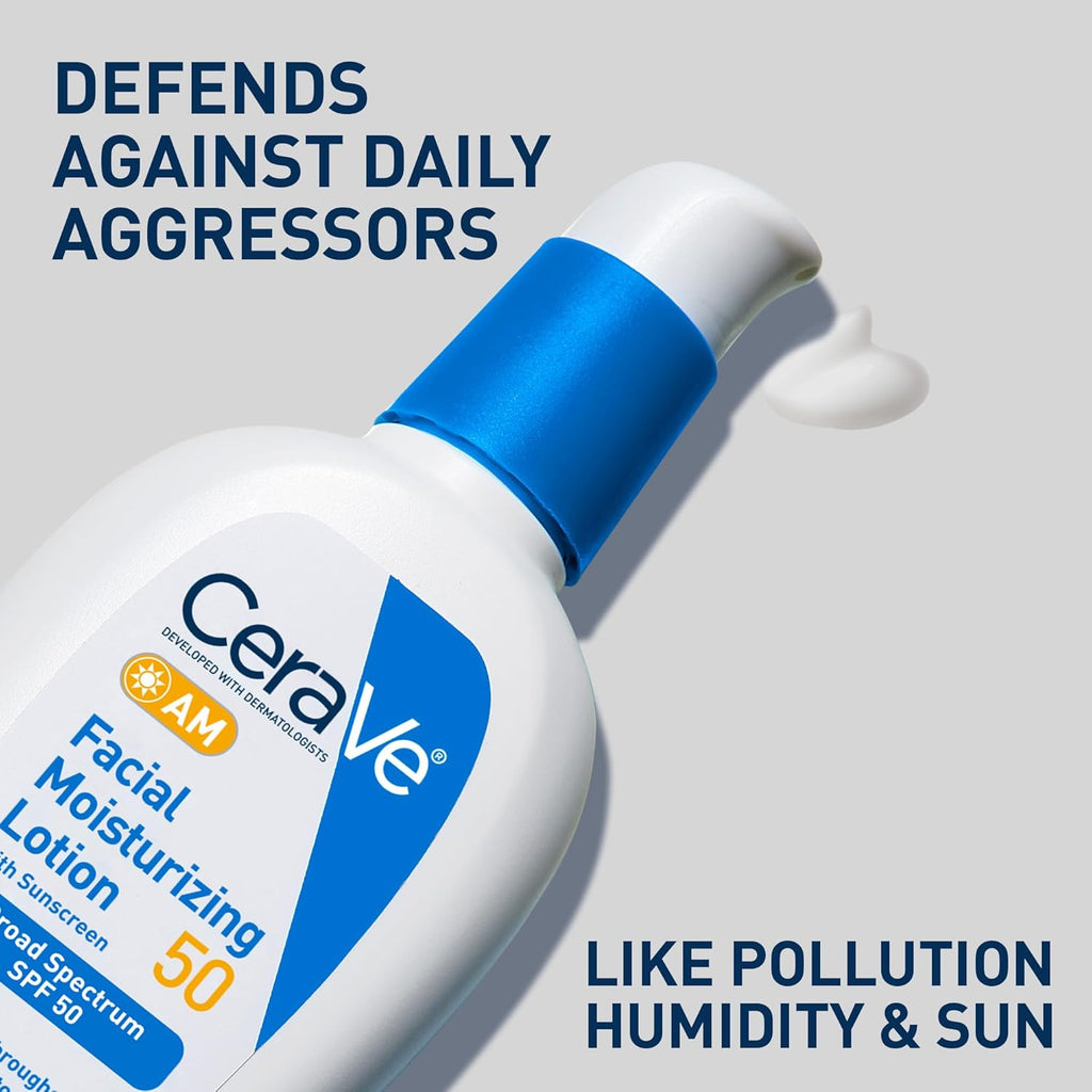 CeraVe AM Facial Moisturizing Lotion - Side Profile & Box Packaging | original imported packaging available on Curat Cart Ind