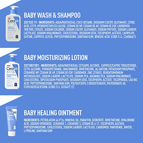 CeraVe Baby Bath Set Essentials - Back Label & Ingredients Details | original imported packaging available on Curat Cart Indi