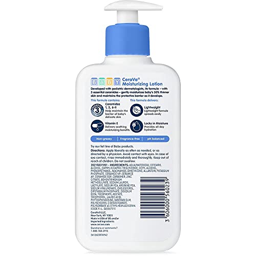 CeraVe Baby Moisturizing Lotion, perfect for daily hydration. Lightweight formula for baby's delicate skin. Available at Curat Cart.