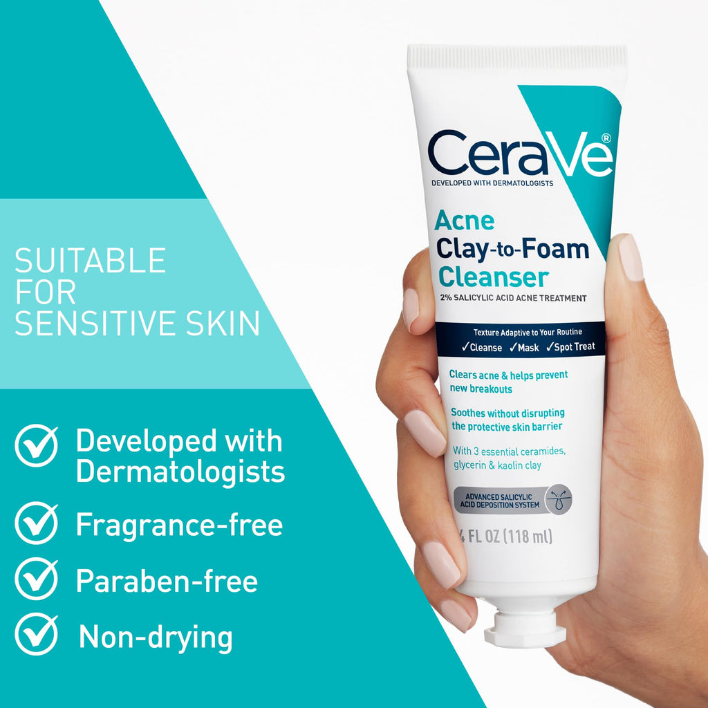 CeraVe Clay To Foam Acne Wash - Application & Usage Demonstration | buy online in India with doorstep delivery at Curat Cart