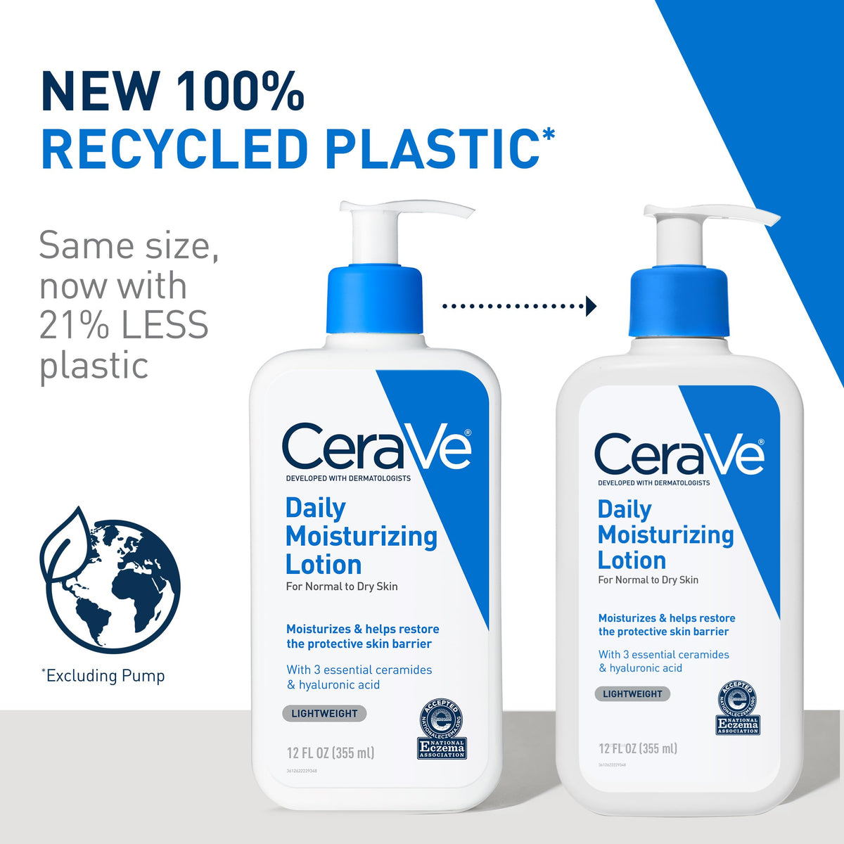 CeraVe Daily Moisturizing Lotion in 100% recycled plastic. Available in India, order online for healthy skin.