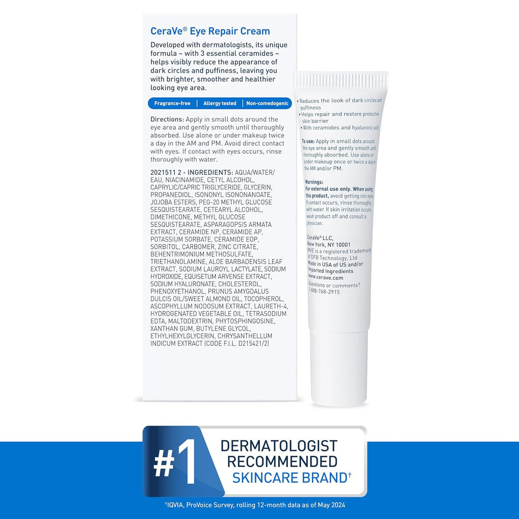 CeraVe Eye Repair Cream - Front Packaging & Bottle View | buy 100% authentic product online in India via Curat Cart