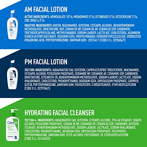 CeraVe Face Moisturizer and Cleanser - Back Label & Ingredients Details | original imported packaging available on Curat Cart