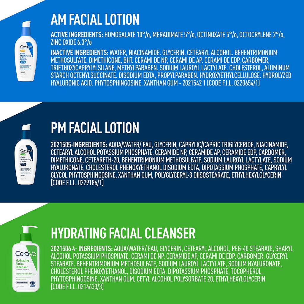 CeraVe Face Moisturizer and Cleanser - Front Packaging & Bottle View | buy 100% authentic product online in India via Curat C