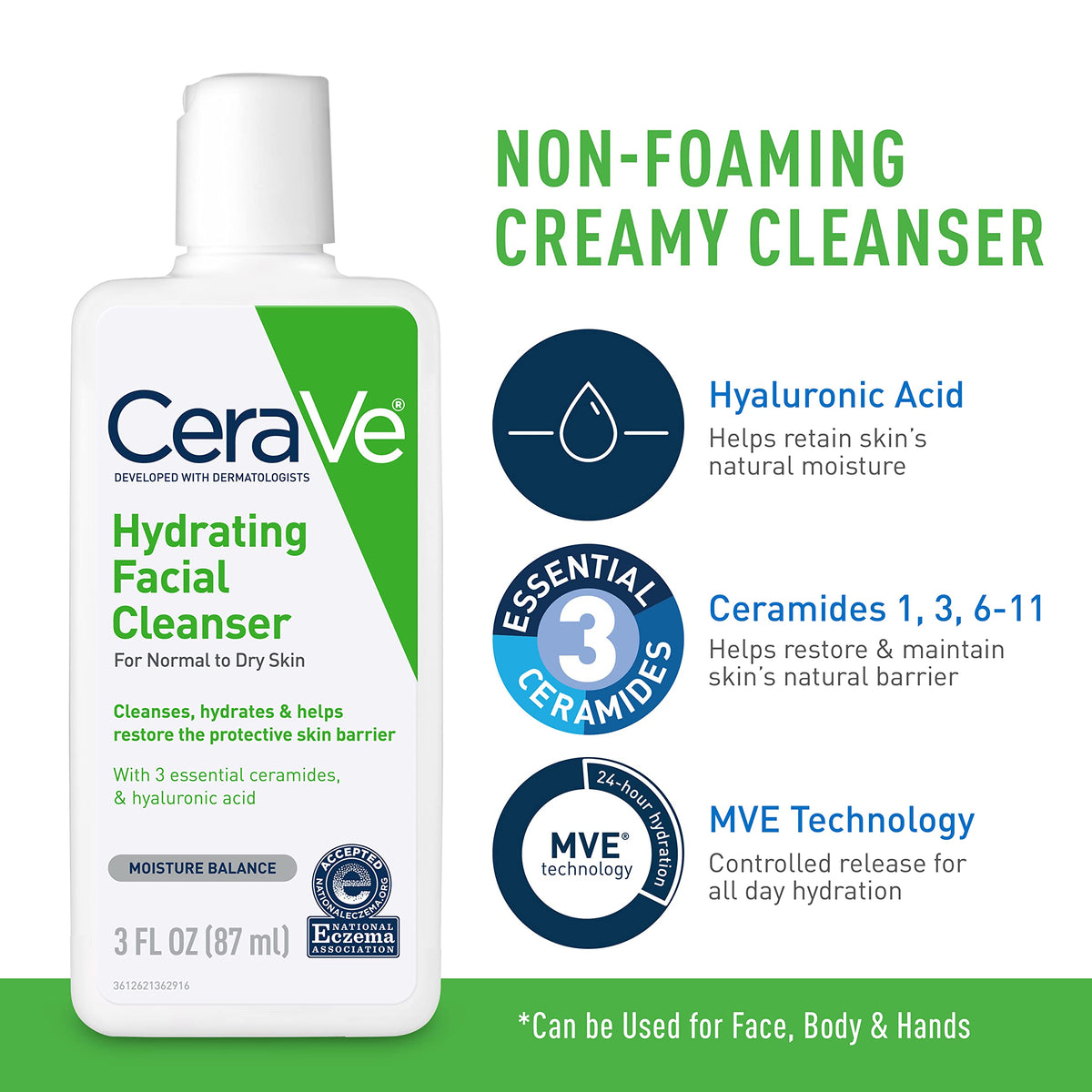 CeraVe Face Moisturizer and Cleanser - Texture, Swatch & Consistency | fast dispatch across India from Curat Cart