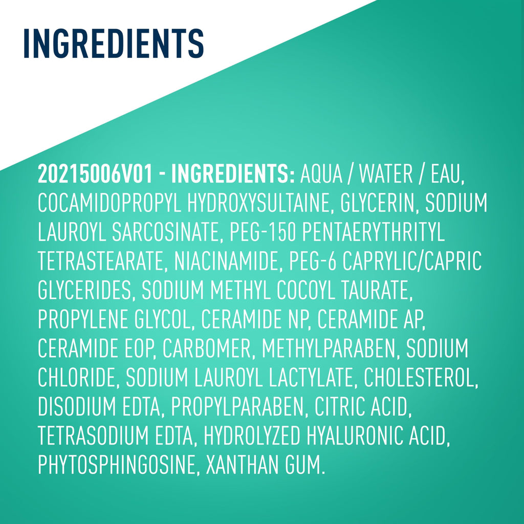 CeraVe Foaming Facial Cleanser - Back Label & Ingredients Details | fast dispatch across India from Curat Cart
