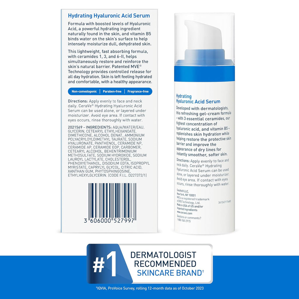 Cerave Hyaluronic Acid Serum - Back Label & Ingredients Details | fast dispatch across India from Curat Cart
