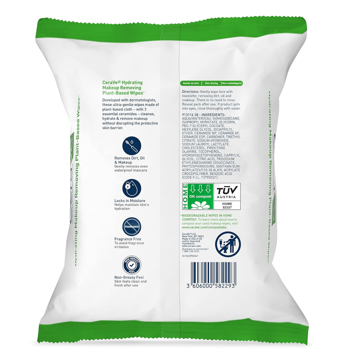 CeraVe Makeup Remover Wipes - Back Label & Ingredients Details | buy 100% authentic product online in India via Curat Cart
