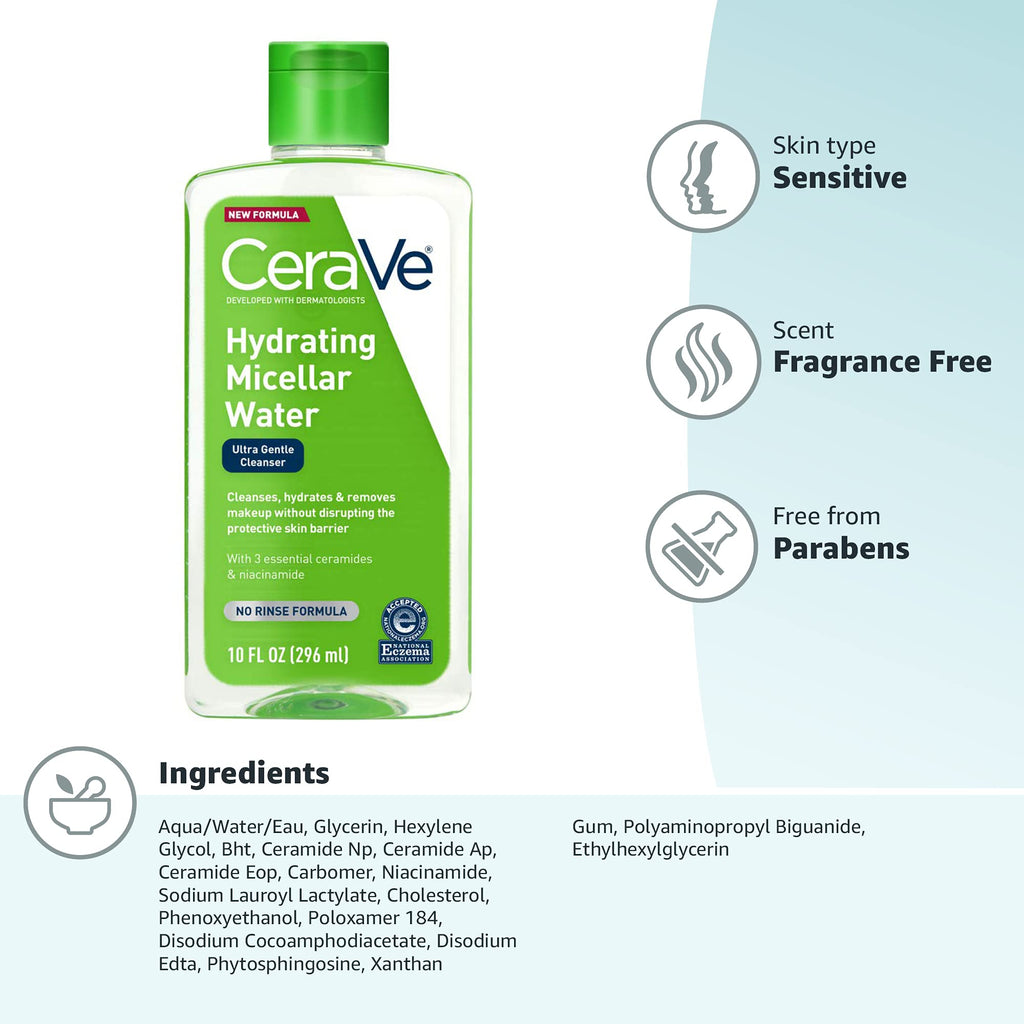 CeraVe Micellar Water Cleanser - Front Packaging & Bottle View | buy 100% authentic product online in India via Curat Cart