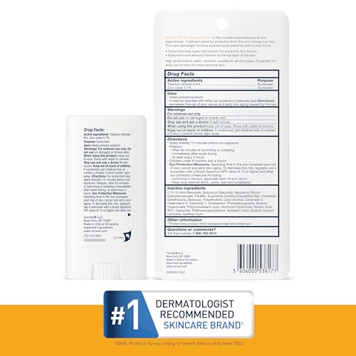 CeraVe Mineral Sunscreen Stick SPF 50 - Side Profile & Box Packaging | genuine imported stock available in India at Curat Car