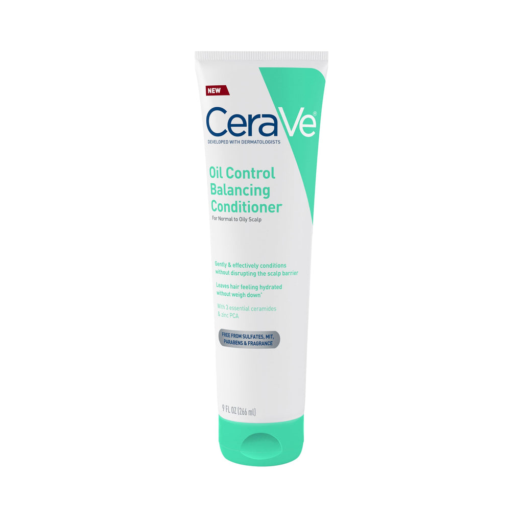 New CeraVe Oil Control Balancing Conditioner, 9 fl oz, hydrates oily scalps and maintains moisture without weighing down hair.