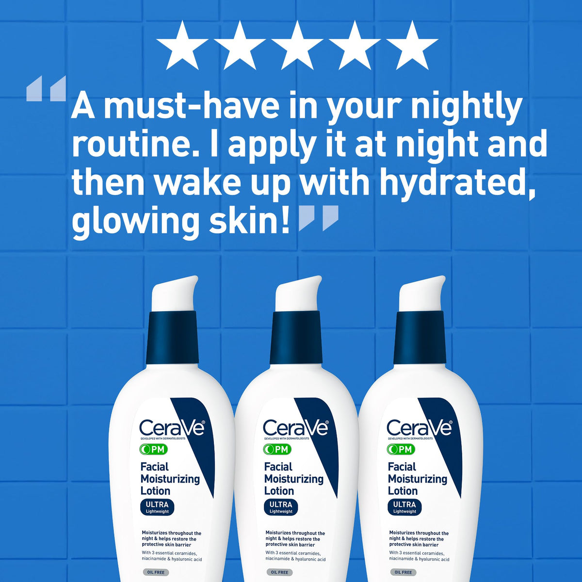 CeraVe PM Facial Moisturizing Lotion - Side Profile & Box Packaging | buy online in India with doorstep delivery at Curat Car