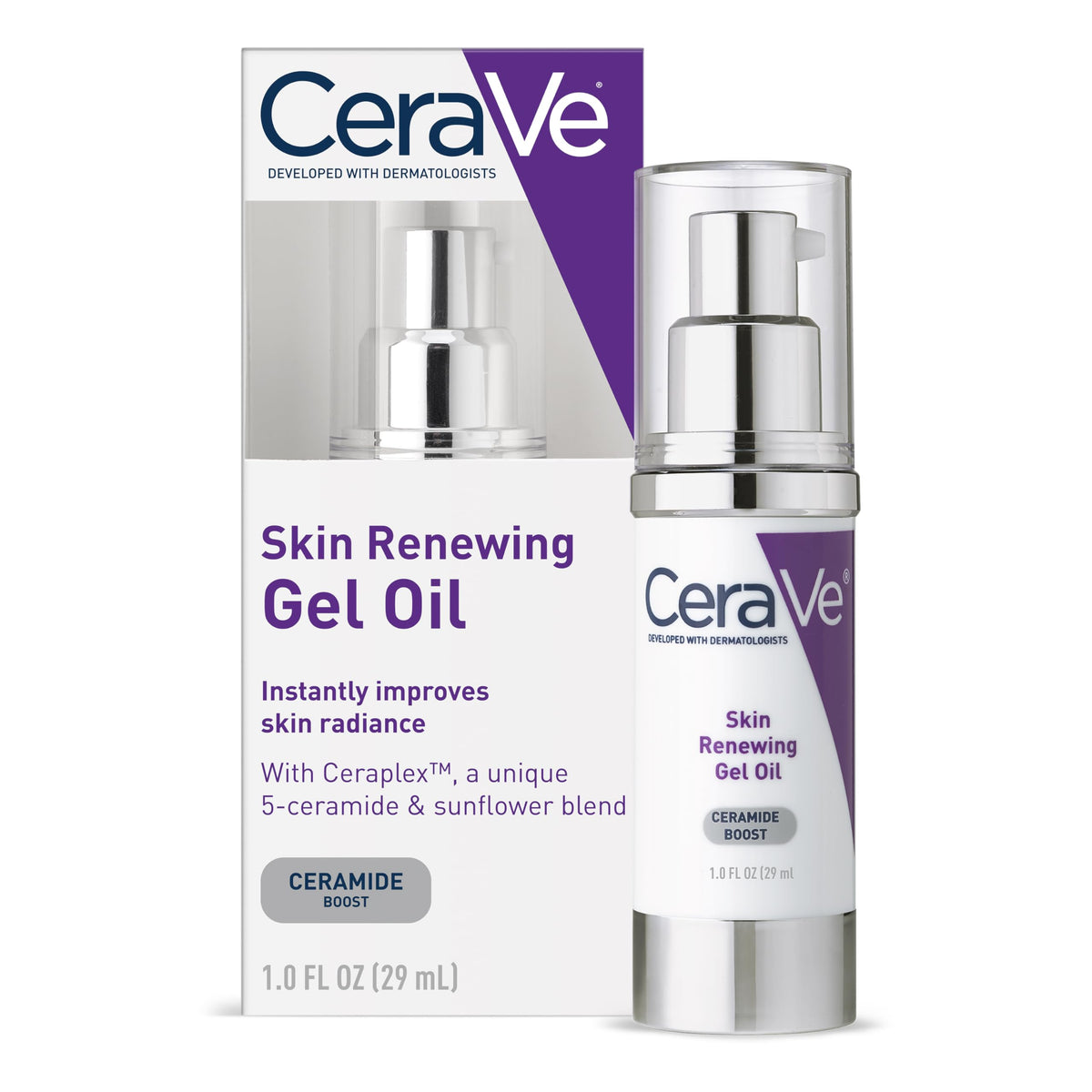CeraVe Skin Renewing Gel Oil - Front Packaging & Bottle View | genuine imported stock available in India at Curat Cart