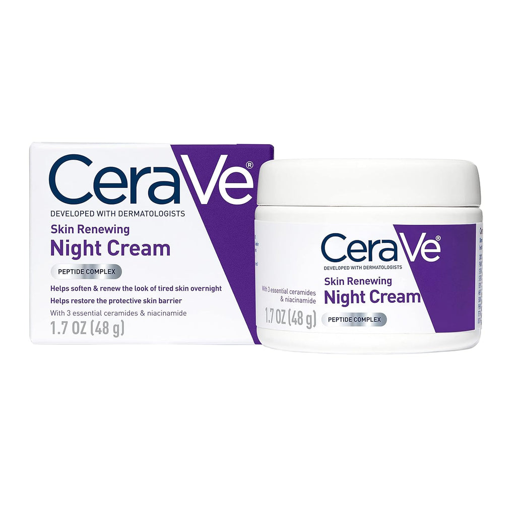 CeraVe Skin Renewing Night Cream - Texture, Swatch & Consistency | original imported packaging available on Curat Cart India