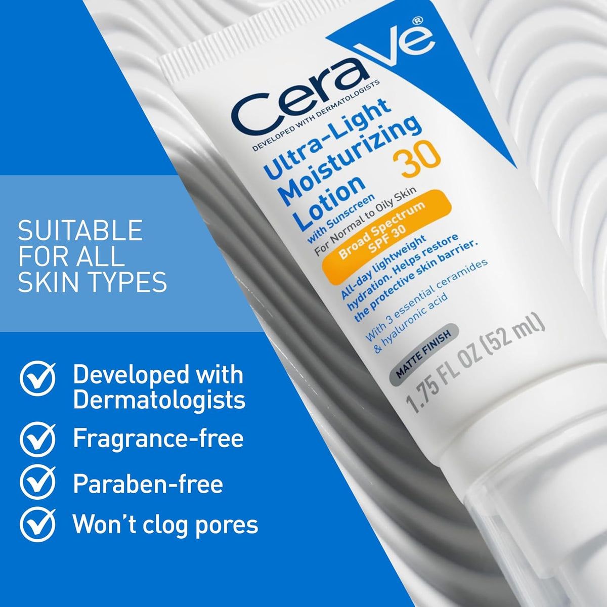CeraVe Ultra-Light Moisturizing Lotion - Side Profile & Box Packaging | original imported packaging available on Curat Cart I