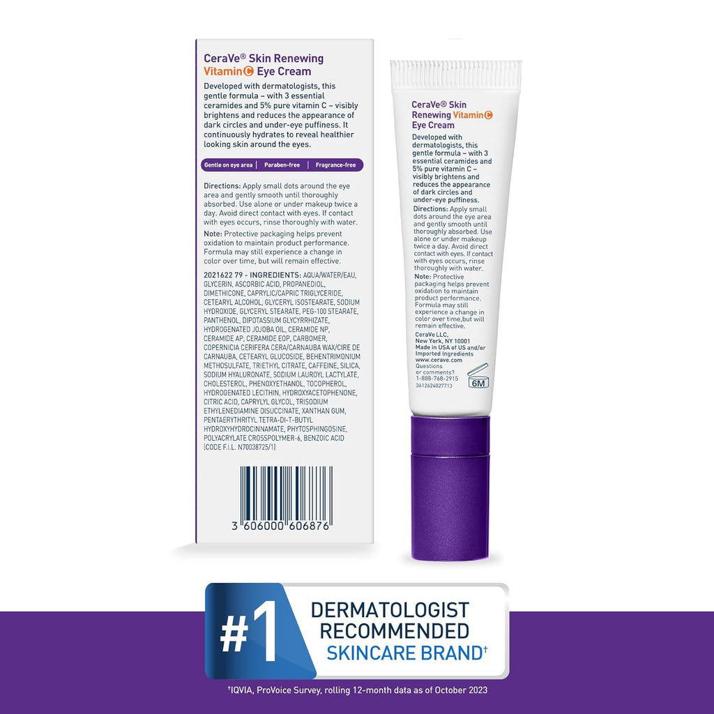 CeraVe Vitamin C Eye Cream - Front Packaging & Bottle View | buy 100% authentic product online in India via Curat Cart