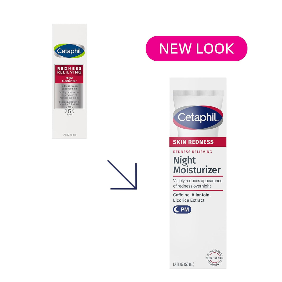 Cetaphil Night Cream Redness Relieving, now with a new look. Order online in India for soothing overnight relief.