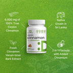 Ceylon Cinnamon with Chromium offers 6,000 mg of premium imported true Ceylon cinnamon, enhancing wellness with added chromium. Available at Curat Cart.