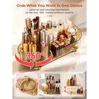 Stylish rotating makeup organizer spins smoothly for easy access to cosmetics. Available to order online. Get yours today!