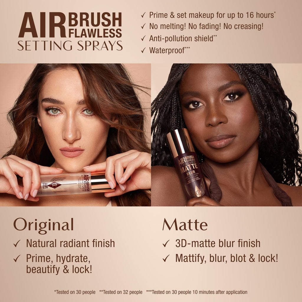 Shop Charlotte Tilbury's Airbrush Flawless Setting Spray, available in India. Mattifies, locks makeup for up to 16 hours.