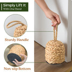 Stylish CHI AN HOME water hyacinth door stop with sturdy handle and non-slip bottom, available at Curat Cart.