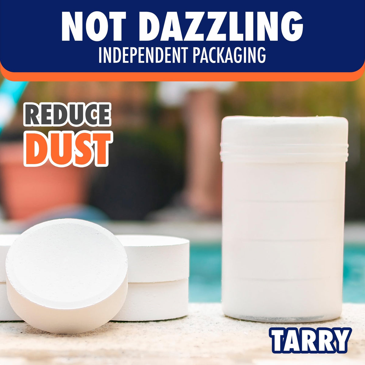 Premium imported chlorine tablets stabilizer for pools, designed to reduce dust. Available at Curat Cart.