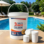 Discover 3-inch chlorine tablets stabilizer for pools, 50 lbs, 100% authentic and available at Curat Cart in India.