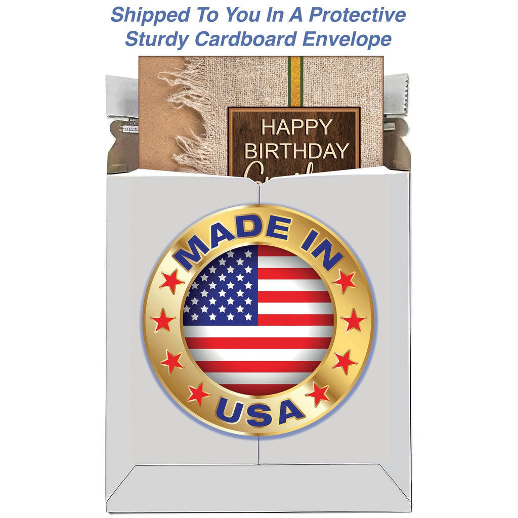 Chuck's Birthday Card for Grandson, beautifully wrapped in a sturdy envelope, perfect for special occasions. Available at Curat Cart.