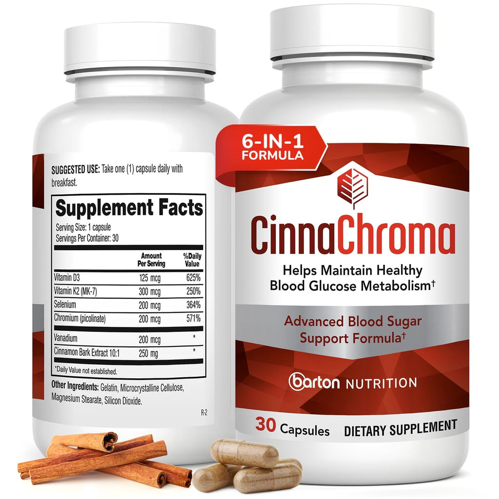 CinnaChroma Cinnamon Capsules offer a premium imported formula for maintaining healthy blood glucose metabolism. Available at Curat Cart.