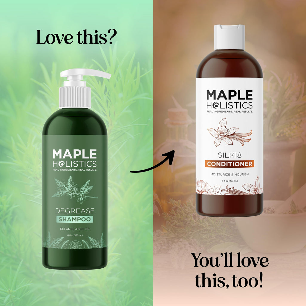 Maple Holistics Degrease Shampoo available for oily buildup. Order online to refresh hair and scalp today!