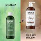 Maple Holistics Degrease Shampoo combats oily buildup, paired with Silk18 Conditioner for nourishment.