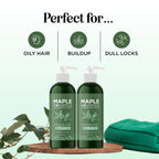 Maple Holistics Degrease Shampoo duo perfect for oily hair, buildup, and dull locks. 100% genuine product for a fresh cleanse.