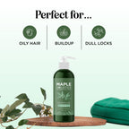 Maple Holistics Degrease Clarifying Shampoo targets oily hair, buildup, and dull locks. Original packaging and natural ingredients.