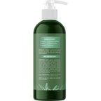Green bottle of clarifying shampoo, formulated for oily hair, 100% authentic, made without harsh chemicals.