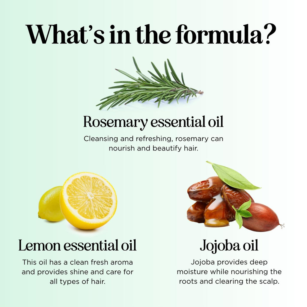Premium clarifying shampoo featuring rosemary, lemon, and jojoba oils for deep cleansing and nourishing hair.