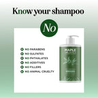 Maple Holistics Degrease Shampoo bottle highlighting no parabens, sulfates, or animal cruelty. Ideal for oily buildup.