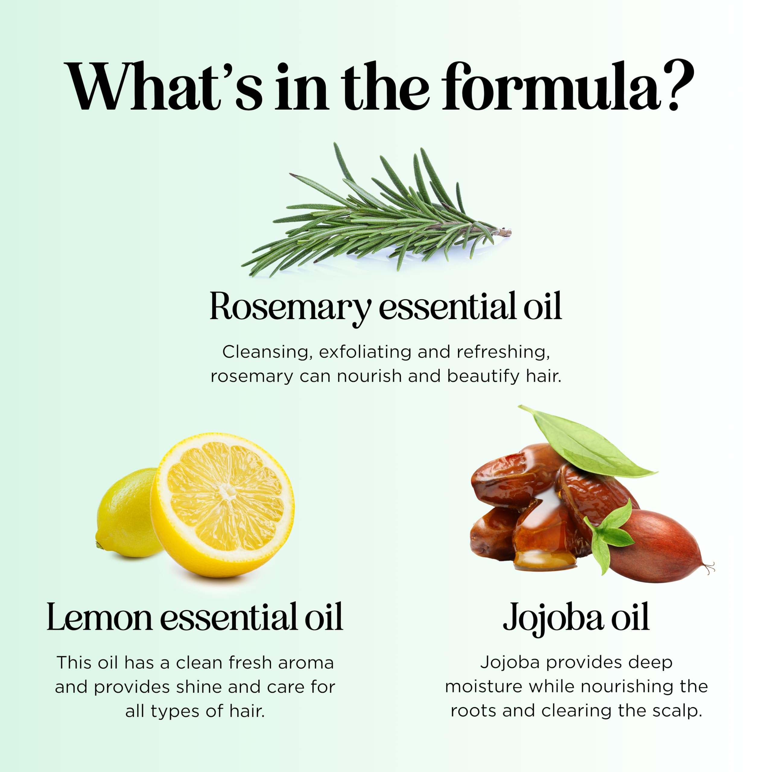 Discover nourishing ingredients in our clarifying shampoo: rosemary, lemon, and jojoba oils, verified by CuratCart.