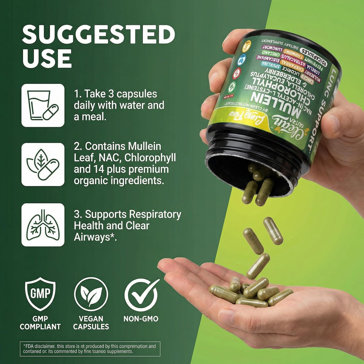 Premium imported Clean Nutra Mullein Leaf Extract capsules support respiratory health and clear airways. Available at Curat Cart.