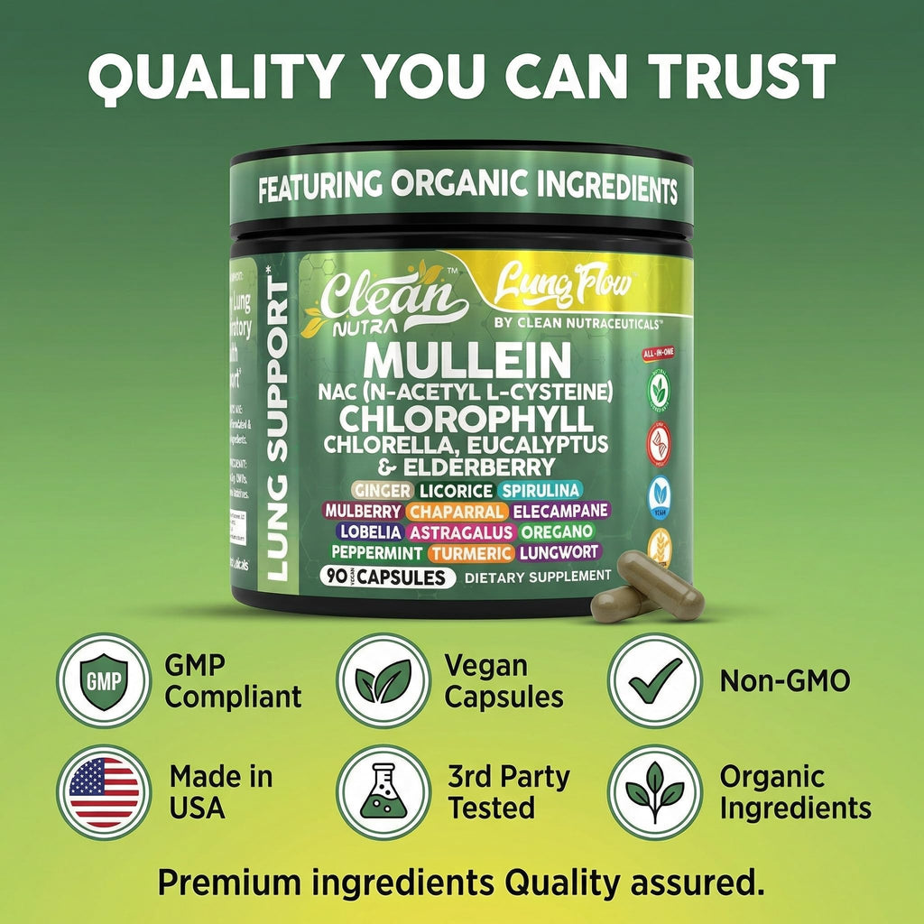 Clean Nutra Mullein Leaf Extract in high-quality official packaging, ensuring organic ingredients and premium quality. Available at Curat Cart.