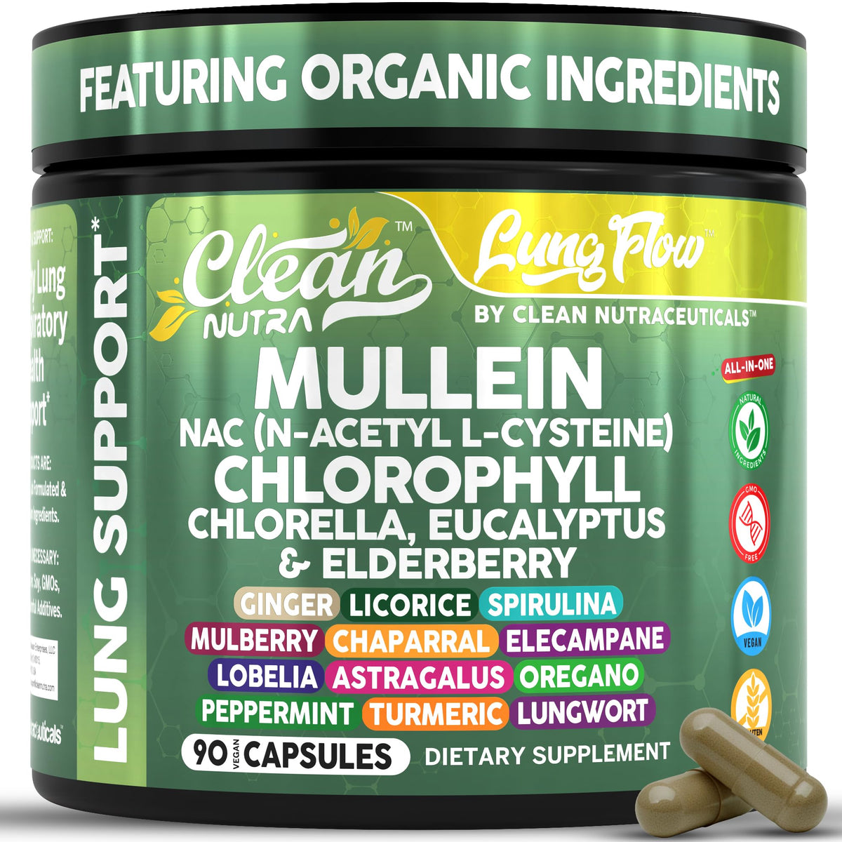 Discover Clean Nutra Mullein Leaf Extract, a premium imported lung support supplement with organic ingredients, available at Curat Cart.