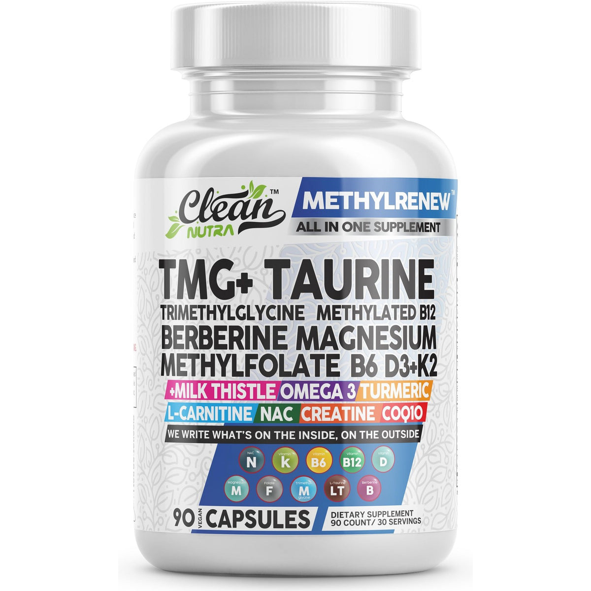 Discover Clean Nutra TMG Supplements, a premium import featuring taurine, berberine, and essential vitamins for optimal health. Available at Curat Cart.