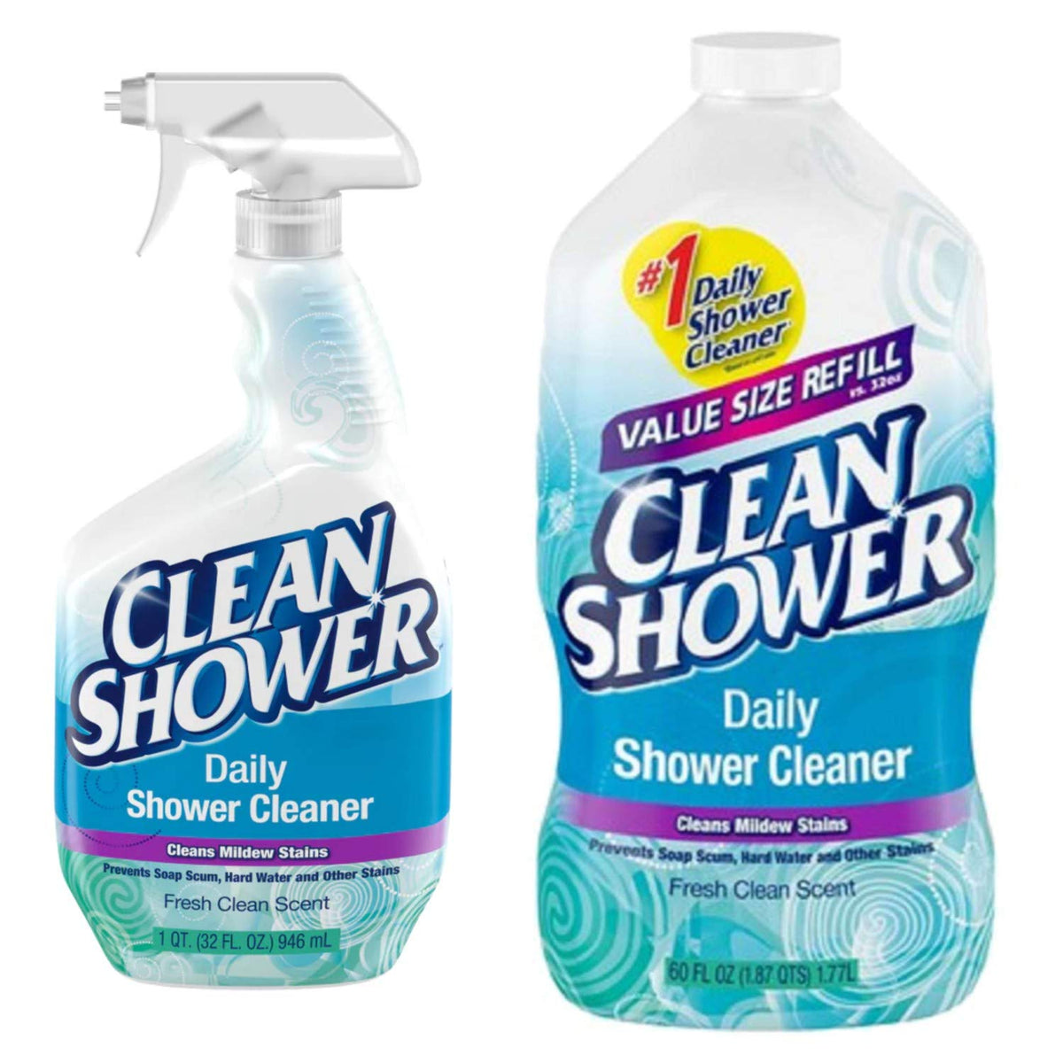 Premium imported Clean Shower Daily Shower Cleaner, effective against mildew stains. Available at Curat Cart for a fresh clean scent.