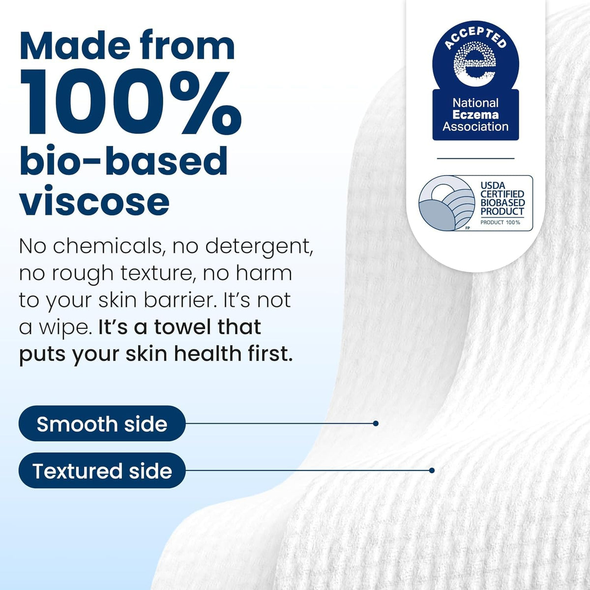 Discover Clean Skin Club Clean Towels, made from 100% bio-based viscose. Gentle on skin, eco-friendly, and effective.