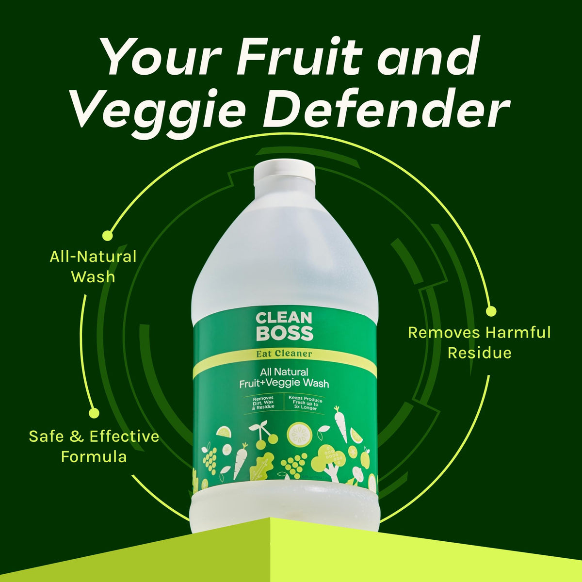 CleanBoss Eat Cleaner Fruit Wash ensures safe, effective cleaning of fruits and veggies. 100% Authentic, available at Curat Cart.