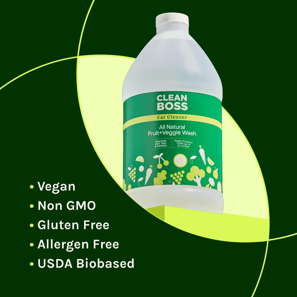CleanBoss Eat Cleaner Fruit Wash, 100% Authentic, vegan, and USDA Biobased. Available at Curat Cart in India.