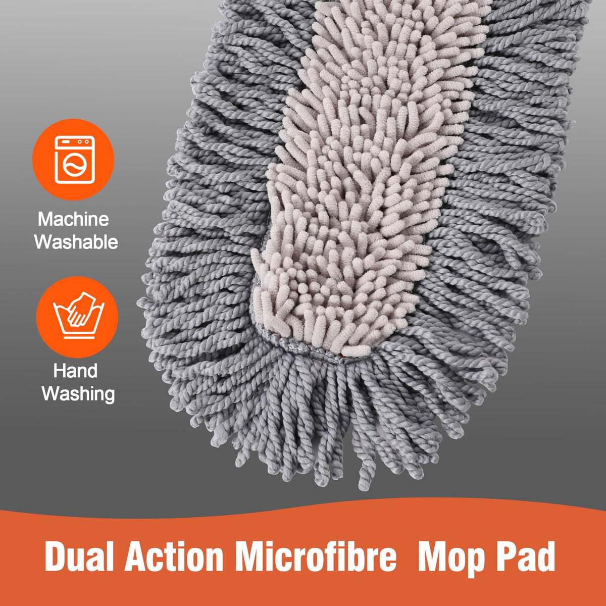 High-quality dual action microfiber dust mop pad, machine washable and hand washing compatible, available at Curat Cart.