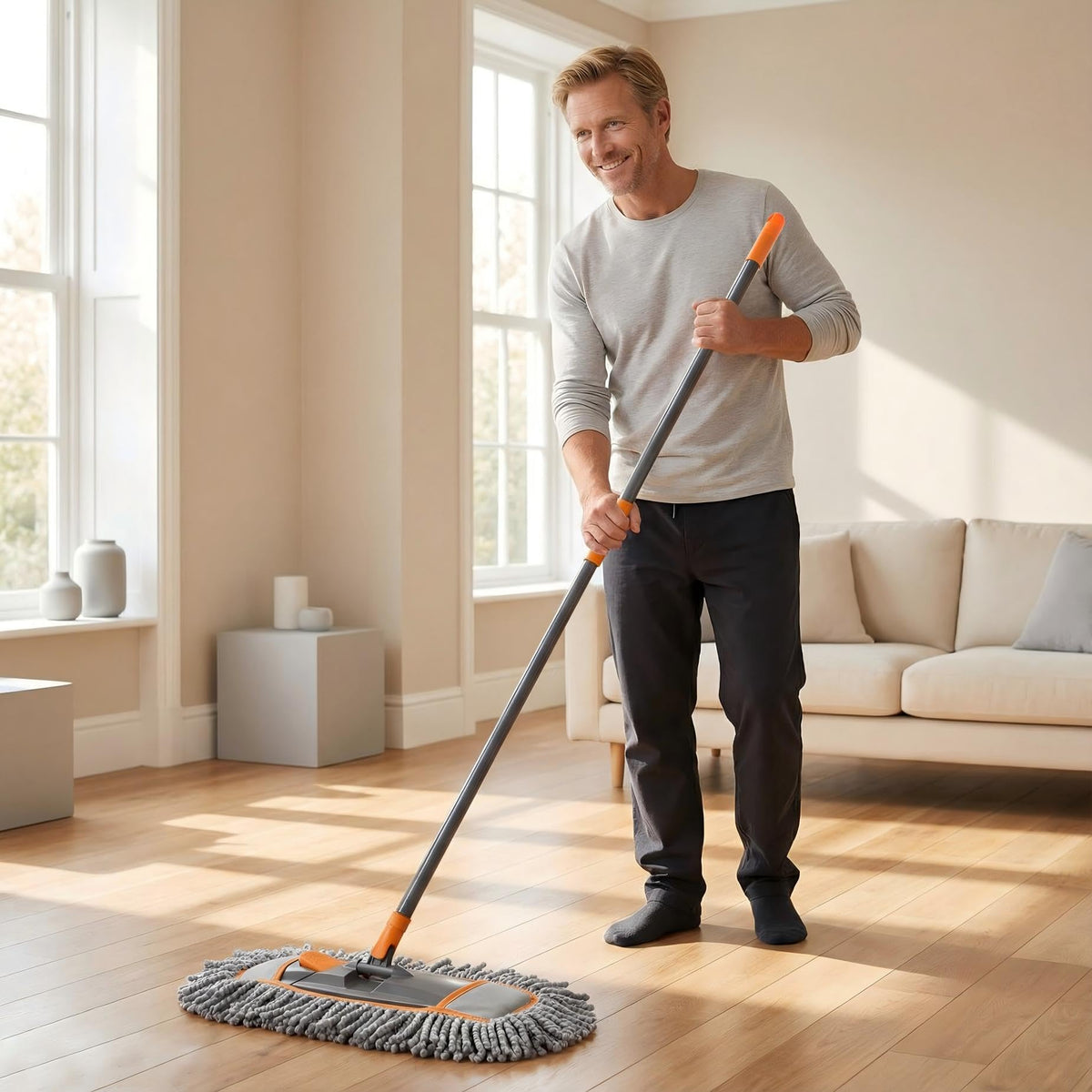 Effortlessly clean floors with the Microfiber Dust Mop, 100% Authentic and available at Curat Cart in India.