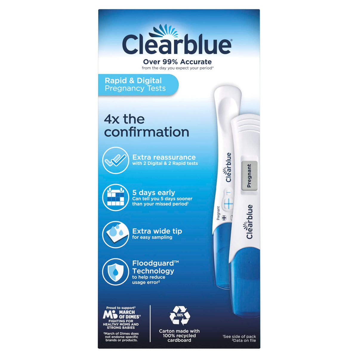 Order the Clearblue Pregnancy Test Combo Pack online in India. Get reliable results with extra reassurance and technology.